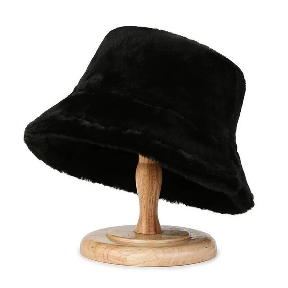 Fluffy Bucket Hat Women Warm Lining Winter Faux Cozy Wide Brim - Picture 7 of 15